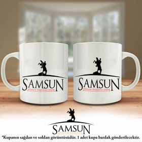 Asil Hediyelik Çift Yön Renkli Baskılı Samsun Silüeti-Şehir Kupa Bardak