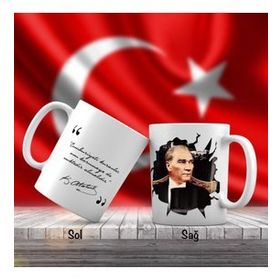 Asil Hediyelik Çift Yön Renkli Gazi Mustafa Kemal Atatürk Ve Unutulmayan Sözleri -Kupa Bardak