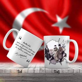 Asil Hediyelik Çiftçi İle Konuşan Kalpaklı Mustafa Kemal Atatürk-Atatürkün Sözleri -Kupa Bardak