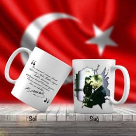 Asil Hediyelik Gülümseyen Atatürk-Küçük Kız Çocuğu-Atatürkün Sözleri -Kupa Bardak
