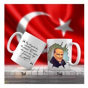 Asil Hediyelik Gülümseyen Sivil Mustafa Kemal Atatürk-Atatürkün Sözleri -Kupa Bardak