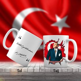 Asil Hediyelik İstikbal Göklerde-Ay Yıldız-Mustafa Kemal Atatürk-Atatürkün Sözleri -Kupa Bardak