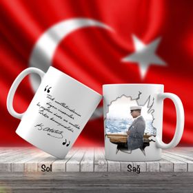 Asil Hediyelik Kaptan Şapkasıyla Mustafa Kemal Atatürk-Atatürkün Sözleri -Kupa Bardak