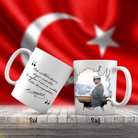 Asil Hediyelik Kaptan Şapkasıyla Mustafa Kemal Atatürk-Atatürkün Sözleri -Kupa Bardak