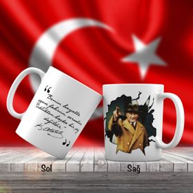 Asil Hediyelik Modern Kıyafet Giyimli Mustafa Kemal Atatürk-Atatürkün Sözleri -Kupa Bardak