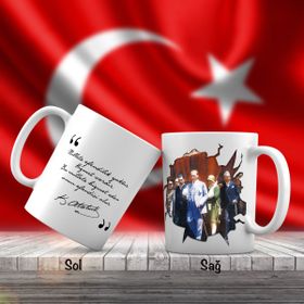 Asil Hediyelik Modern-Takım Elbiseli Mustafa Kemal Atatürk-Atatürkün Sözleri -Kupa Bardak
