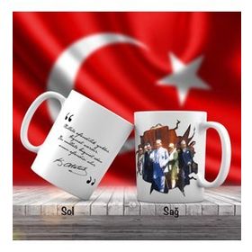 Asil Hediyelik Modern-Takım Elbiseli Mustafa Kemal Atatürk-Atatürkün Sözleri -Kupa Bardak
