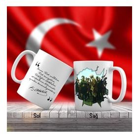 Asil Hediyelik Mustafa Kemal Atatürk Askerlerden Bilgi Alırken-Atatürkün Sözleri -Kupa Bardak
