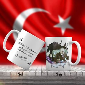 Asil Hediyelik Mustafa Kemal Atatürk-Ayşe Afet İnan-Atatürkün Sözleri -Kupa Bardak