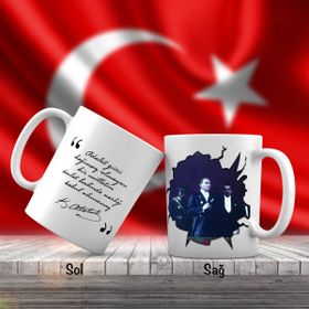 Asil Hediyelik Mustafa Kemal Atatürk-Cumhuriyetin İlanı-Atatürkün Sözleri -Kupa Bardak