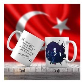 Asil Hediyelik Mustafa Kemal Atatürk-Cumhuriyetin İlanı-Atatürkün Sözleri -Kupa Bardak