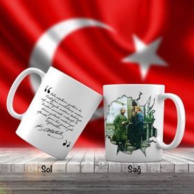 Asil Hediyelik Mustafa Kemal Atatürk İsmet İnönü Konuşurken-Atatürkün Sözleri -Kupa Bardak