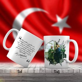Asil Hediyelik Mustafa Kemal Atatürk İsmet İnönü Konuşurken-Atatürkün Sözleri -Kupa Bardak