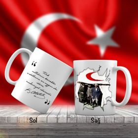 Asil Hediyelik Mustafa Kemal Atatürk Kızılay Çadırında-Atatürkün Sözleri -Kupa Bardak