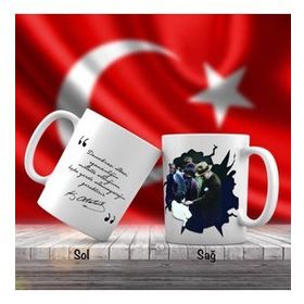 Asil Hediyelik Mustafa Kemal Atatürk Küçük Çocuğu Severken-Atatürkün Sözleri -Kupa Bardak