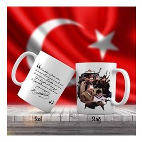 Asil Hediyelik Mustafa Kemal Atatürk Küçük Kıza Kitap Okuyor-Atatürkün Sözleri -Kupa Bardak