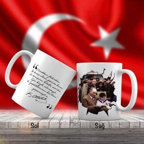 Asil Hediyelik Mustafa Kemal Atatürk Küçük Kıza Kitap Okuyor-Atatürkün Sözleri -Kupa Bardak