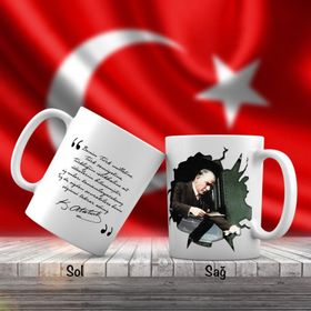 Asil Hediyelik Mustafa Kemal Atatürk Trende-Unutulmayan Sözleri -Kupa Bardak