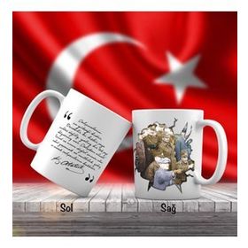 Asil Hediyelik Mustafa Kemal Atatürk Ve Askerler Arazi İncelemesi-Atatürkün Sözleri -Kupa Bardak
