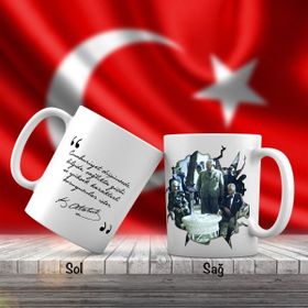 Asil Hediyelik Mustafa Kemal Atatürk Ve Fevzi Çakmak-Atatürkün Sözleri -Kupa Bardak
