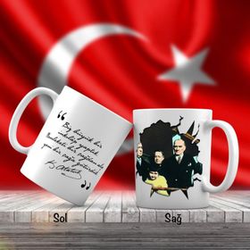 Asil Hediyelik Mustafa Kemal Atatürk Ve Türk Kadını-Atatürkün Sözleri -Kupa Bardak