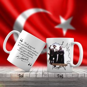 Asil Hediyelik Mustafa Kemal Atatürkün Çiftlik Gezintisi-Atatürkün Sözleri -Kupa Bardak
