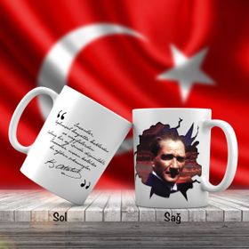 Asil Hediyelik Mustafa Kemal Atatürkün Yan Portresi-Atatürkün Sözleri -Kupa Bardak