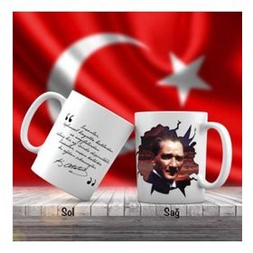 Asil Hediyelik Mustafa Kemal Atatürkün Yan Portresi-Atatürkün Sözleri -Kupa Bardak