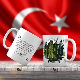 Asil Hediyelik Paltolu-Kalpaklı Mustafa Kemal Atatürk-Atatürkün Sözleri -Kupa Bardak