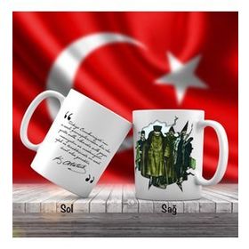 Asil Hediyelik Paltolu-Kalpaklı Mustafa Kemal Atatürk-Atatürkün Sözleri -Kupa Bardak