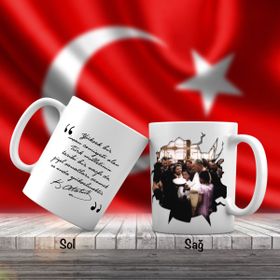 Asil Hediyelik Sivil Mustafa Kemal Atatürk Halkıyla Beraber-Atatürkün Sözleri -Kupa Bardak