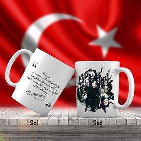 Asil Hediyelik Sivil Mustafa Kemal Atatürk Halkıyla Beraber-Atatürkün Sözleri -Kupa Bardak