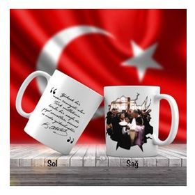 Asil Hediyelik Sivil Mustafa Kemal Atatürk Halkıyla Beraber-Atatürkün Sözleri -Kupa Bardak