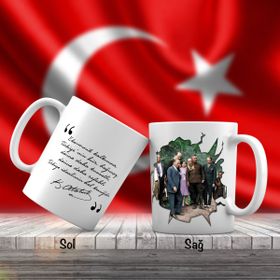 Asil Hediyelik Sivil Mustafa Kemal Atatürk Ve Arkadaşları-Atatürkün Sözleri -Kupa Bardak