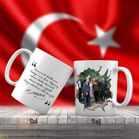 Asil Hediyelik Sivil Mustafa Kemal Atatürk Ve Arkadaşları-Atatürkün Sözleri -Kupa Bardak
