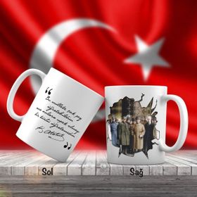 Asil Hediyelik Sivil Mustafa Kemal Atatürk Ve Arkadaşları-Atatürkün Sözleri -Kupa Bardak