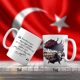 Asil Hediyelik Sivil Mustafa Kemal Atatürk Ve Arkadaşları-Atatürkün Sözleri -Kupa Bardak