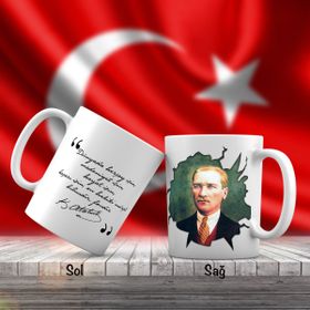 Asil Hediyelik Takım Elbiseli Modern Mustafa Kemal Atatürk Ve Unutulmayan Sözleri -Kupa Bardak