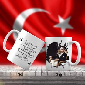 Asil Hediyelik Takım Elbiseli Modern Mustafa Kemal Atatürk Ve Unutulmayan Sözleri -Kupa Bardak
