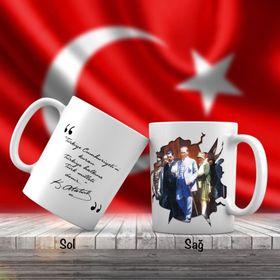 Asil Hediyelik Takım Elbiseli Modern Mustafa Kemal Atatürk Ve Unutulmayan Sözleri -Kupa Bardak