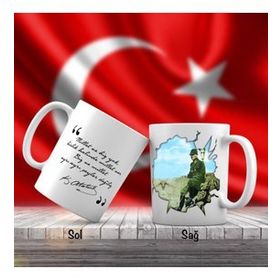 Asil Hediyelik Üniformalı Büyük Önder Mustafa Kemal Atatürk-Atatürkün Sözleri -Kupa Bardak
