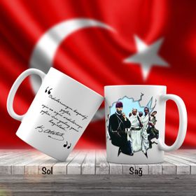 Asil Hediyelik Üniformalı Gazi Mustafa Kemal Atatürk Ve Unutulmayan Sözleri -Kupa Bardak