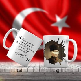 Asil Hediyelik Üniformalı Gazi Mustafa Kemal Atatürk Ve Unutulmayan Sözleri -Kupa Bardak