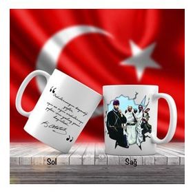 Asil Hediyelik Üniformalı Gazi Mustafa Kemal Atatürk Ve Unutulmayan Sözleri -Kupa Bardak