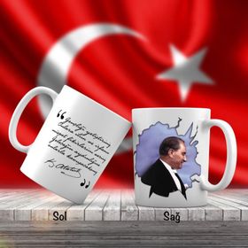 Asil Hediyelik Yan Portre Mustafa Kemal Atatürk Ve Unutulmayan Sözleri -Kupa Bardak