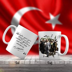 Asil Hediyelik Yürüyen Takım Elbiseli Gazi Mustafa Kemal Atatürk-Unutulmayan Sözleri -Kupa Bardak