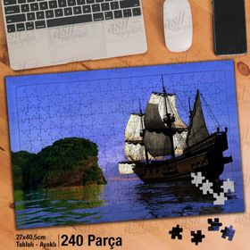 Asil Hobi Ada-Deniz-Gemi-Yelken-Manzara-Doğa Yapboz-Ayak Destekli Çerçeveli 240 Parça Puzzle