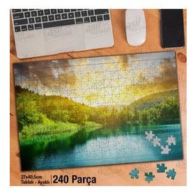 Asil Hobi Ağaçlar-Deniz-Gün Batımı-Manzara-Doğa Yapboz-Ayak Destekli Çerçeveli 240 Parça Puzzle