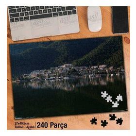 Asil Hobi Ağaçlar-Deniz-Şehir-Yansıma-Manzara Yapboz-Ayak Destekli Çerçeveli 240 Parça Puzzle