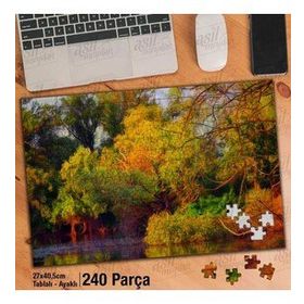 Asil Hobi Ağaçlar-Gölet-Yansıma-Doğa-Manzara Yapboz-Ayak Destekli Çerçeveli 240 Parça Puzzle